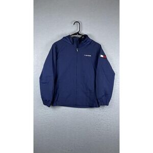 Tommy Hilfiger Jacket Boys XL 16-18 Navy Hooded Windbreaker Logo Zip Lightweight